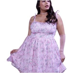 Disney Her Universe Princess Pink Floral Lace Up Corset Dress Womens 2X